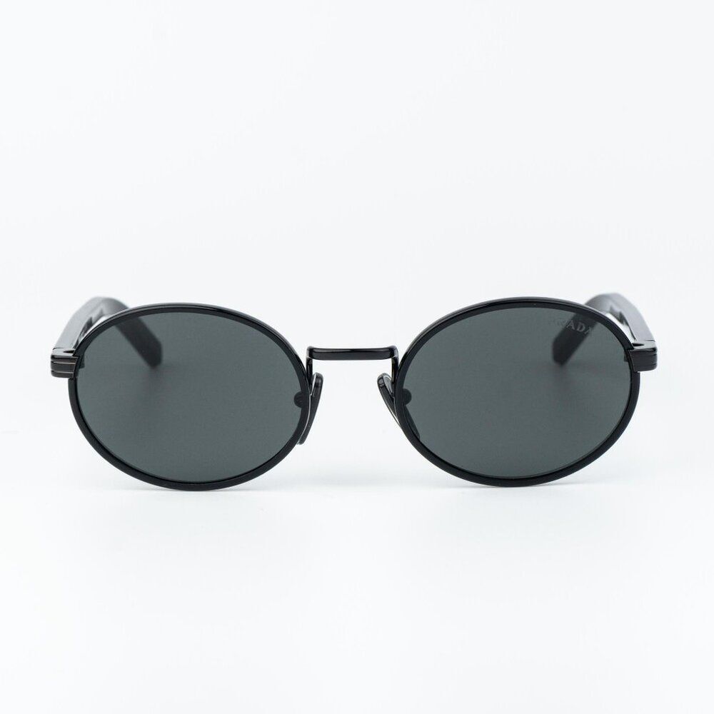 Prada Men Sunglasses Black Grey Oval PRB56S AAV08Z NEW AUTHENTIC